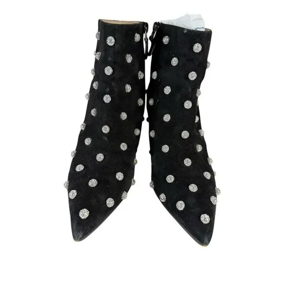 Stuart Weitzman Carine Crystal Black Suede Ankle Boots US 5 - Picture 5 of 11
